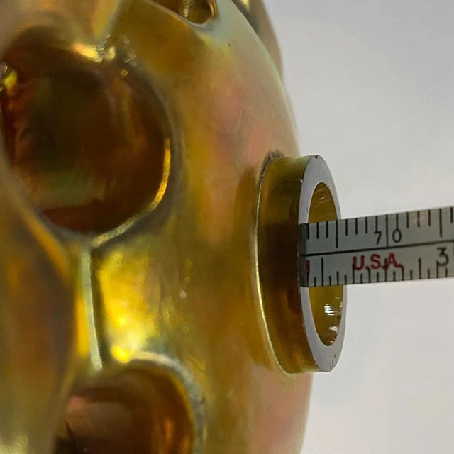 American Steuben Glass Iridescent Gold Aurene Flower Frog For Sale In Denver - Image 6 of 8