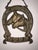 Antique brass horseshoe shaped wall key holder with two embossed horse heads, full height with chain 19cm, height 14cm,...
