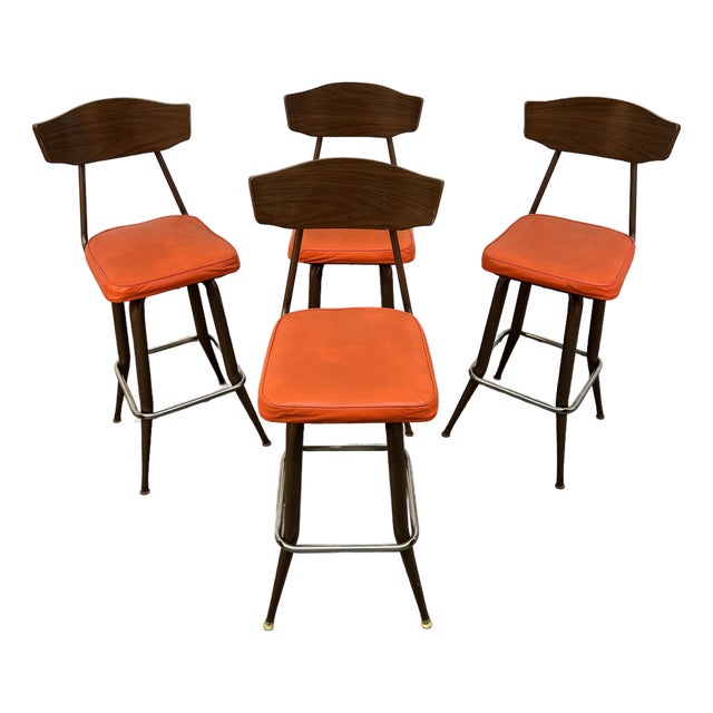 Mid-Century Modern Swivel Bar Stools Circa 1960's For Sale