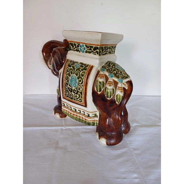 Large Ceramic Elephant Garden Stool or Plant Stand, 1960s For Sale - Image 3 of 6