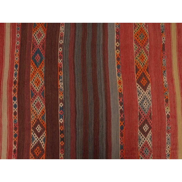 1970s Vintage Handmade Wool Cotton Red Runner Rug For Sale - Image 11 of 11