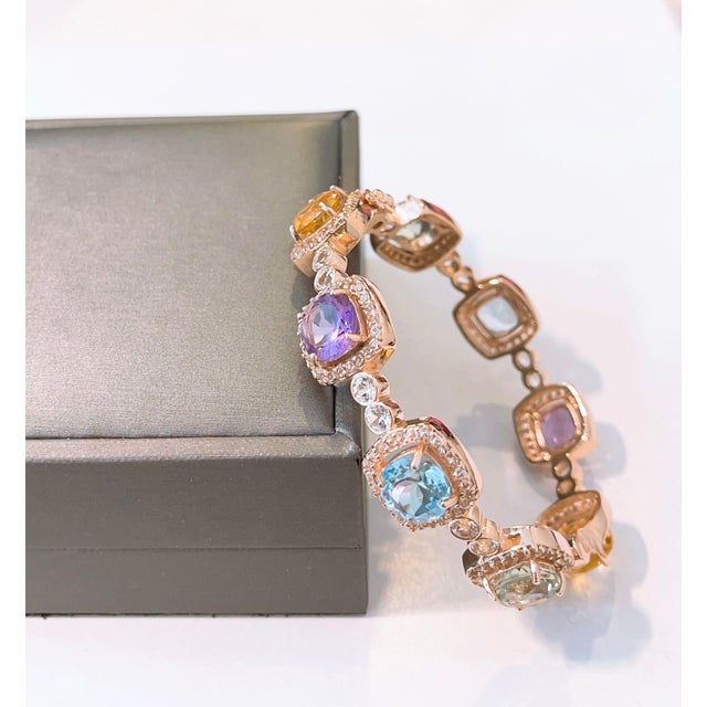 Bochic Capri” Multi Natural gem Bangle set in 18K Gold & Silver Bochic Multi Gem “Capri” Bangle Natural Green and Yellow...
