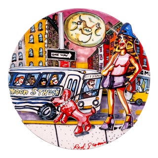 Red Grooms, Moonstruck, Limited Edition 3d Porcelain Plate With Rhinestones, 1994 For Sale