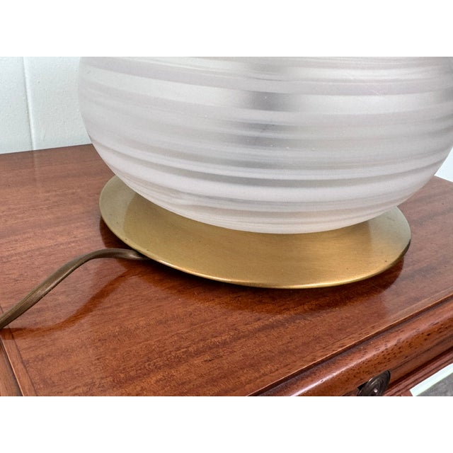 Metal Vintage Italian Table Lamp with Brass Base and Glass Globe, 1970s For Sale - Image 7 of 15
