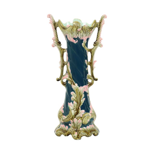 Blue Antique Art Nouveau Rococo Blue Vase, 1890s For Sale - Image 8 of 16