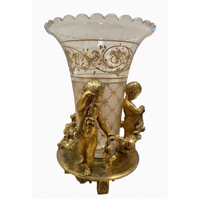 Crystal Cornet Vase with Putti from Maison Tahan For Sale - Image 9 of 13