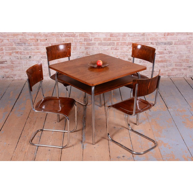 Bauhaus Chairs in Beech and Chrome-Plated Steel, Czech, 1930s, Set of 4 For Sale - Image 13 of 14