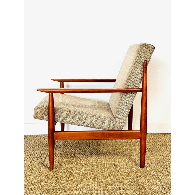 Vintage Scandinavian Lounge Chair in Teak and Textured Fabric, 1960s For Sale - Image 6 of 18