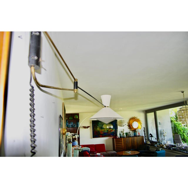 Black Large Double-Arm Wall Sconce by Robert Mathieu, France, 1950 For Sale - Image 8 of 13