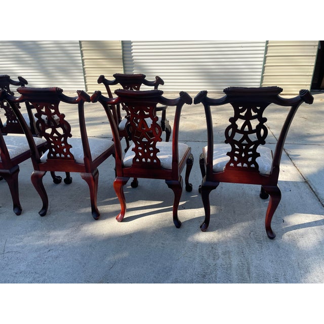 Thomas Chippendale Style Mahogany Dining Chairs- Set of 8 For Sale - Image 10 of 12