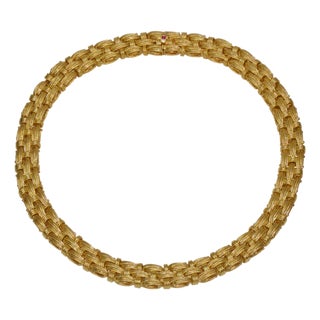 Roberto Coin Appassionata Solid 18k Yellow Gold Woven Collar Necklace – 77 Grams For Sale