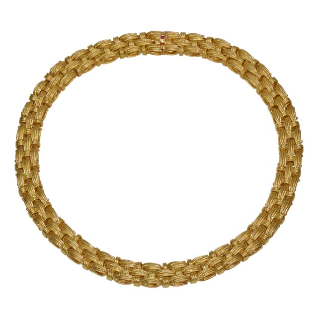 Roberto Coin Appassionata Solid 18k Yellow Gold Woven Collar Necklace – 77 Grams For Sale