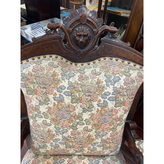 Early 20th Century Early 20th Century Renaissance Revival Carved Walnut Lion Armchair For Sale - Image 5 of 5