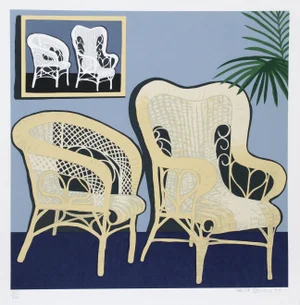1970s Hunt Slonem, "Two Chairs", Pop Art Screenprint
