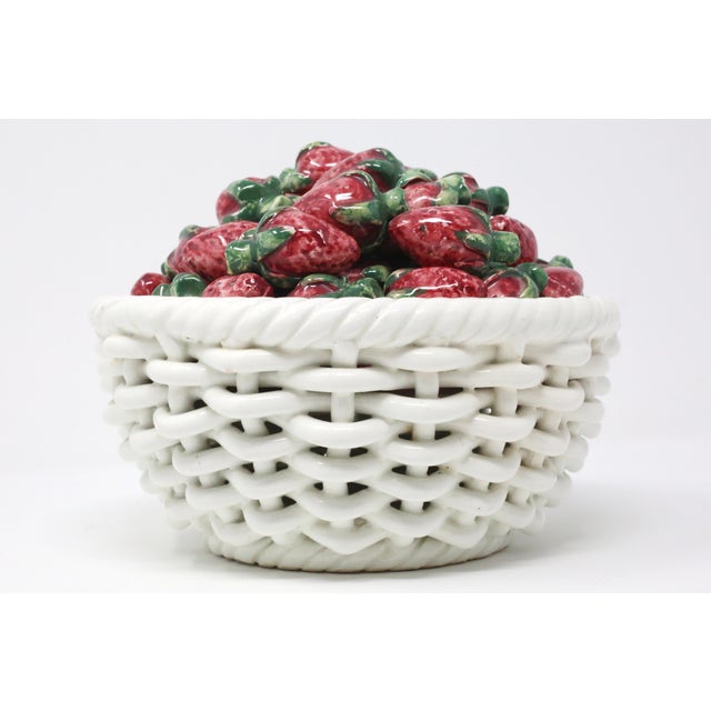 Vintage Ceramic Woven Basket and Figural Strawberries Chairish