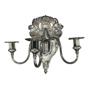 Circa 1930s English Silver on Copper 3-Light Wall Sconce