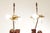 High Quality Vintage Pair Of Carved Wood Figural Table Lamps Featuring Detailed Sculptural Figures Mounted On Circular...