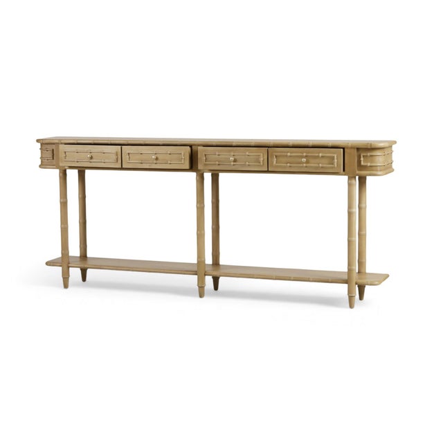 Hollywood Regency Faux Bamboo Console For Sale - Image 4 of 10