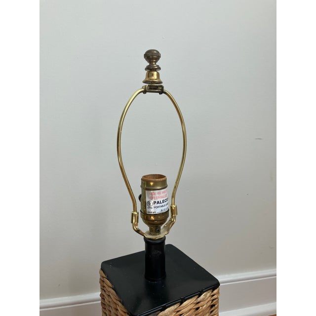Palacek Woven Seagrass Rattan Rectangular Table Lamp For Sale - Image 6 of 7