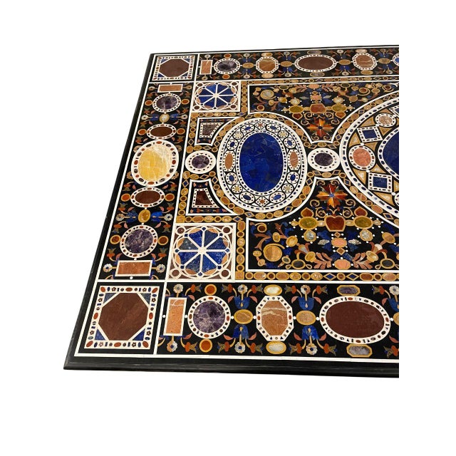 Blue Massive Italian Pietra Dura Dining Table With Stone Bases, C. 1980s For Sale - Image 8 of 10