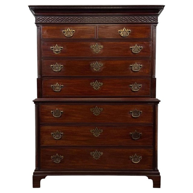 18th Century Georgian English Chippendale Mahogany Chest on Chest For Sale - Image 12 of 12