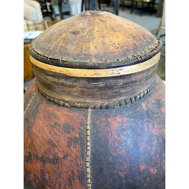 Large Organic Lidded African Gourd Vessel Urn For Sale In Philadelphia - Image 6 of 12