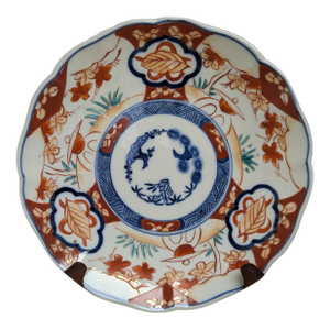 Antique 19th Century Japanese Arita Imari Scalloped Edge Plate