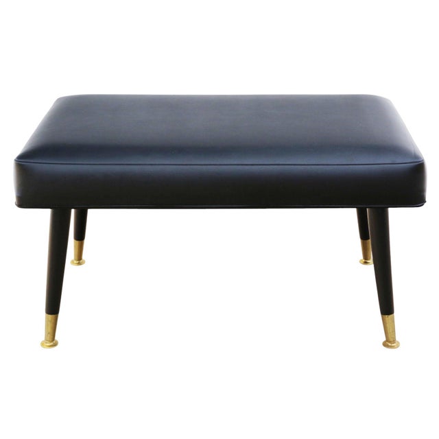 Mid-Century Black Vinyl Stool, 1950s For Sale - Image 4 of 9