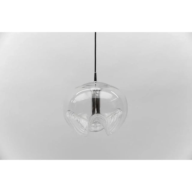 Mid-Century Modern Large Clear Glass Wave Ceiling Lamp by Koch & Lowy for Peill & Putzler, 1960s For Sale - Image 3 of 9