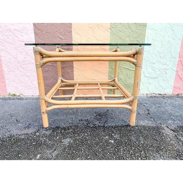 Mid 20th Century Palm Beach Regency Medium Ficks Reed Rattan Coffee Table For Sale - Image 5 of 5