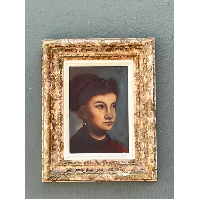 Vintage Framed Portrait Oil on Canvas For Sale In West Palm - Image 6 of 12