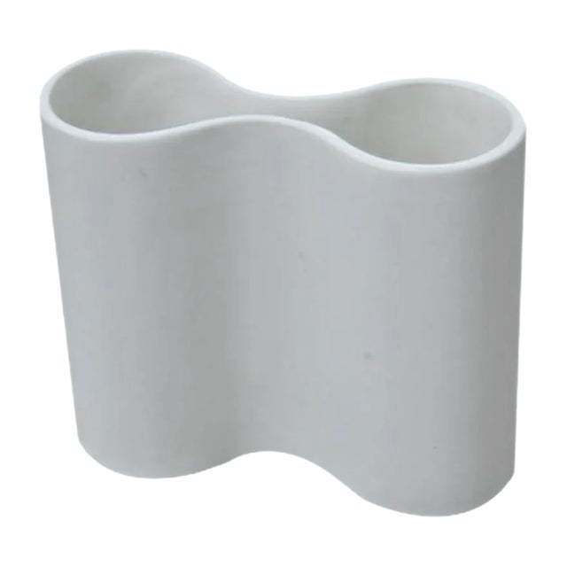 Italian White Convex Vase, 1960s For Sale