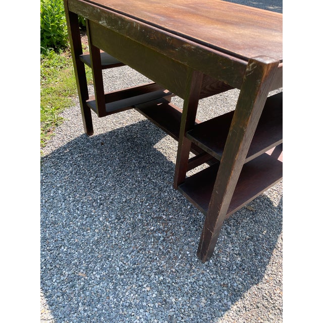 Arts and Crafts Mission Style Oak Desk Writing Table | Chairish