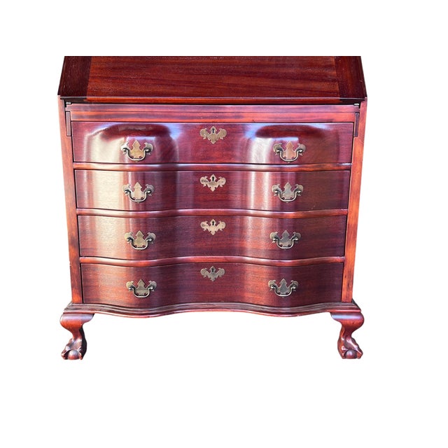 1980s Chippendale Style Mahogany Secretary Desk For Sale - Image 4 of 4