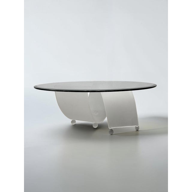 Mid-Century Modern Vintage 1970s Space Age Frosted Acrylic & Glass Coffee Table For Sale - Image 3 of 7