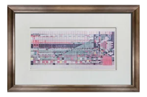 Modern Frank Lloyd Wright Lithograph #’ed Limited Ed. Hillside Theatre Curtain W/Frame