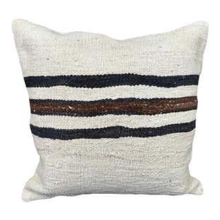 Turkish Hemp Pillow Cushion Natural Beige Black Pillow Cushion Cover 20"x20" For Sale