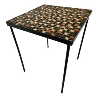 1950s MCM Attributed to Paul McCobb Wrought Iron Tile Top Table For Sale