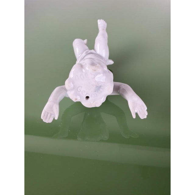 Gold Mid-Century German White Porcelain Putti Cherub Ring Holder Figurines, 1950s, Set of 2 For Sale - Image 8 of 14