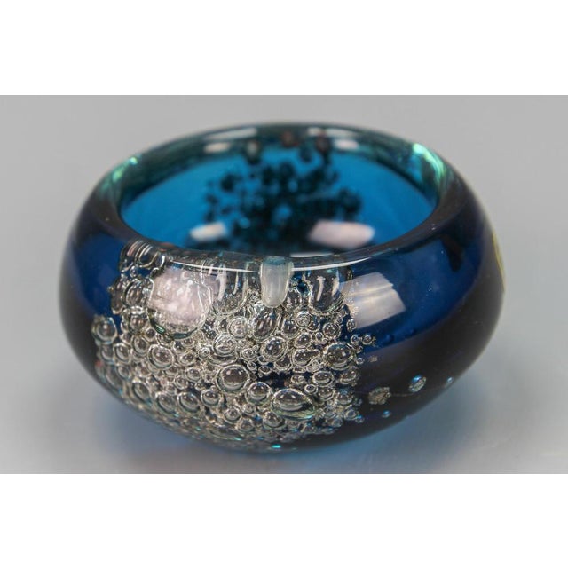 Small Blue Bubbled Glass Bowl by Zwiesel, Germany, 1970s For Sale - Image 15 of 16