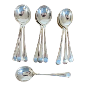 Antique English Epns Silver Plate Cream Soup or Table Spoons - a Set of 10