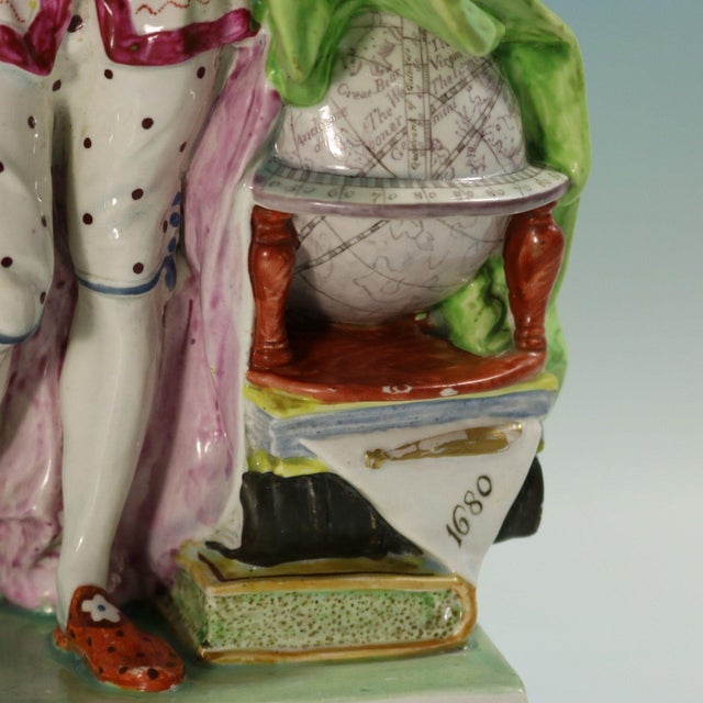Pair Ralph Wood Staffordshire Pearlware Figures Chaucer & Newton For Sale - Image 10 of 18