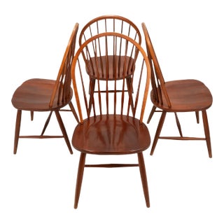 1990s Ethan Allen American Impressions Bow Back Windsor Dining Side Chairs - Set of 4 For Sale