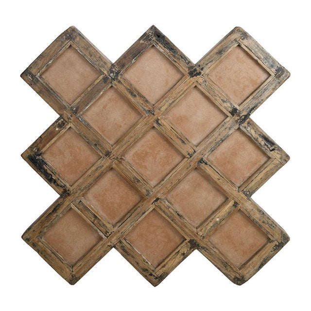 Wooden Geometric Structure Mirror For Sale - Image 3 of 7