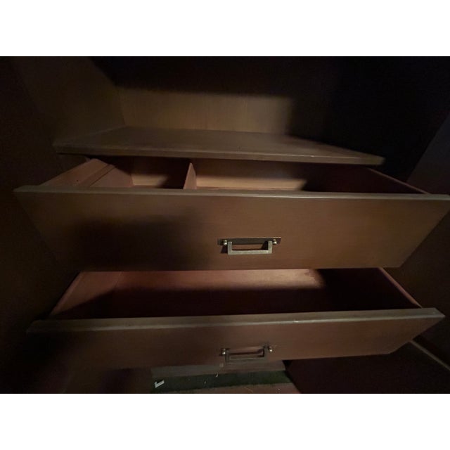 Brown Mid 20th Century Wooden American of Martinsville Armoire With Mirror For Sale - Image 8 of 12