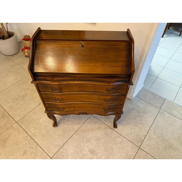Baroque Secretaire in Burl Wood, 1980s For Sale - Image 12 of 15