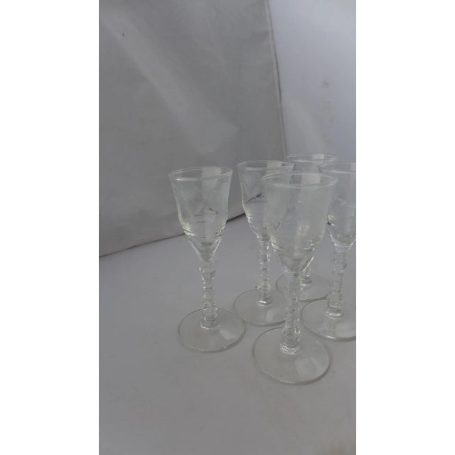 Libbey Glass Co. Libbey Etched Cordial Glasses- Set of 5 For Sale - Image 4 of 9