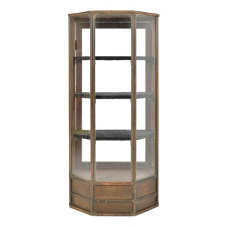 Polygonal Wood and Glass Display Case For Sale