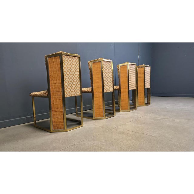 1970s N. 6 Chairs in Brass Metal and Wicker from Mario Sabot, 1970s, Set of 4 For Sale - Image 5 of 13