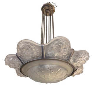 Art Deco Chandelier with Eight Panels from Sabino Paris, 1925 For Sale